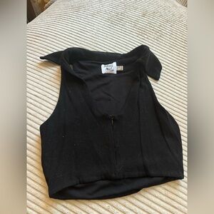 Princess Polly Black Ribbed Crop Top